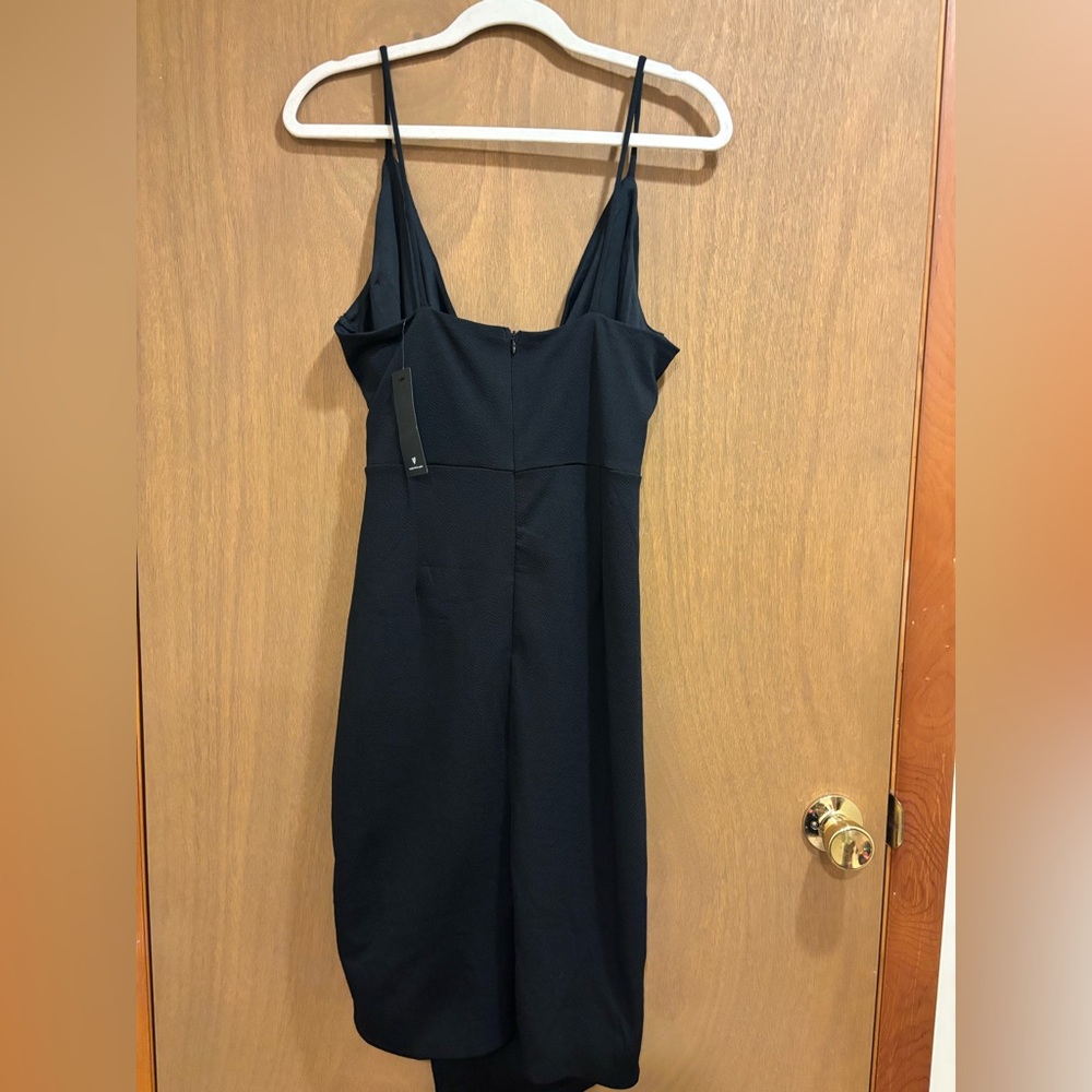 NWT Lulu's Made To Wow Black Surplus Asymmetrical Cocktail Party Dress Large - Picture 5 of 7